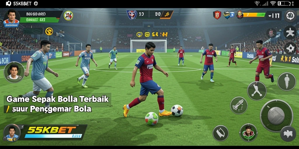 Tampilan menarik dari gameplay sepak bola di 55KBET.