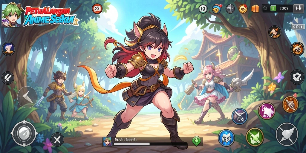 Gameplay menegangkan dengan karakter anime yang menarik.