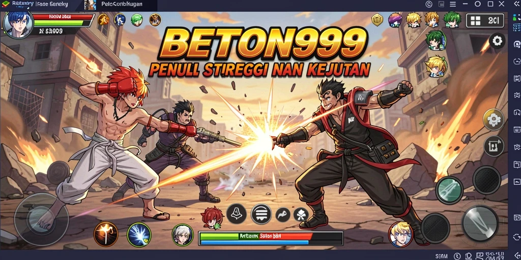 Tangkapan layar BETON999 menampilkan pertarungan karakter Anime yang epik.
