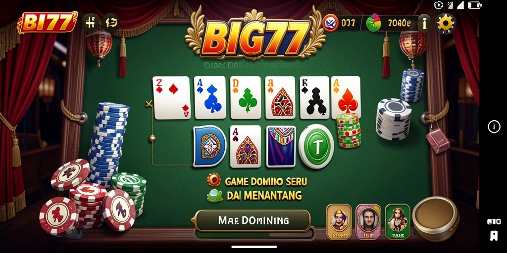 Tampilan gameplay seru saat bermain Domino di BIG77.