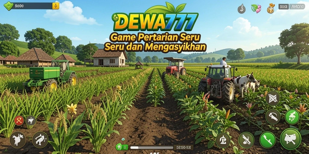 Tampilan gameplay seru DEWA777 dengan elemen bertani yang interaktif.