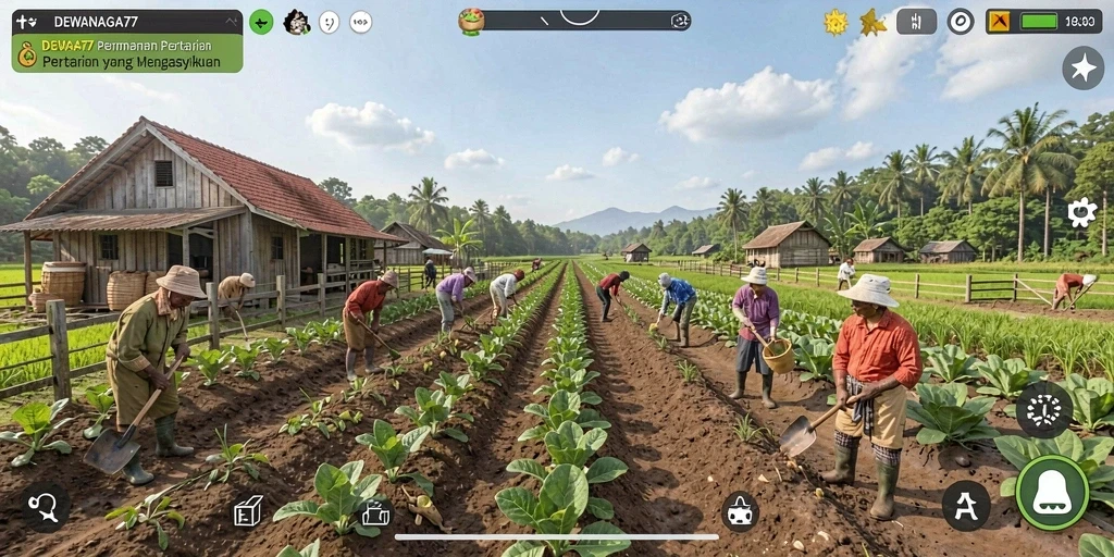 Tampilan menarik dari gameplay Farming DEWANAGA77.