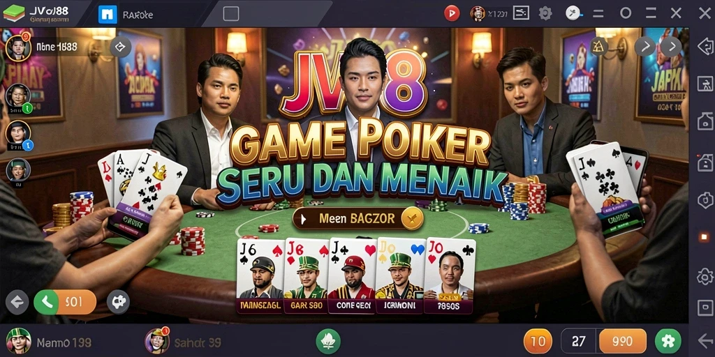 Tangkapan layar menunjukkan gameplay seru dalam Poker.