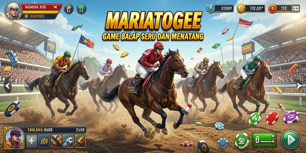 Gameplay MARIATOGEL yang mendebarkan di lintasan balap.