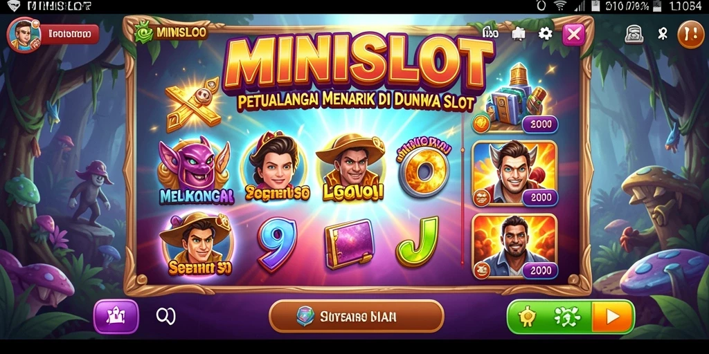 Screenshot gameplay <strong>MINISLOT</strong> menampilkan petualangan yang menarik dan grafis menarik.