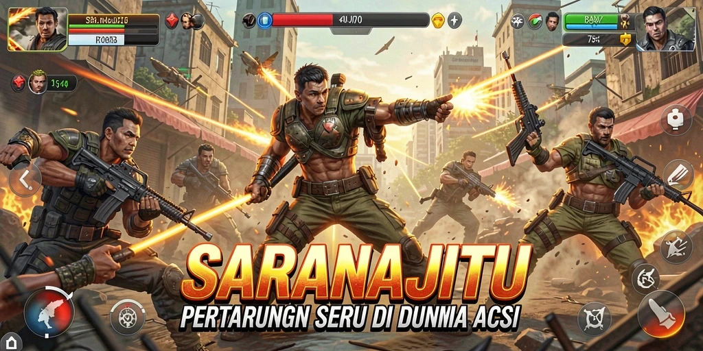 Tampilan action seru dalam gameplay SARANAJITU yang memukau.