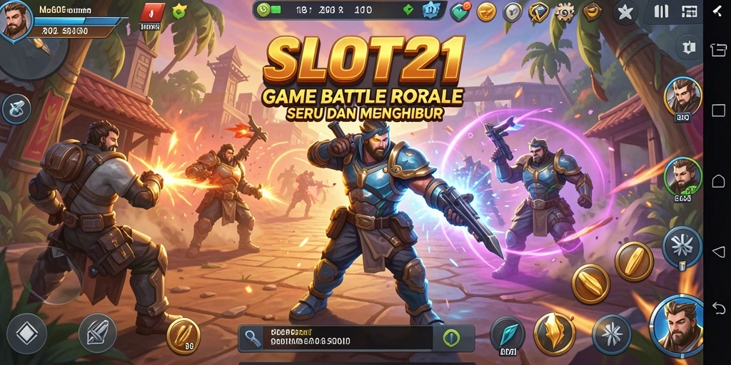 Tangkapan layar SLOT21 menunjukkan aksi seru dalam pertarungan Battle Royale.