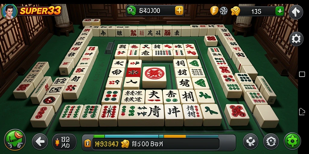 Screenshot utama SUPER33 menampilkan permainan Mahjong yang seru dan interaktif.