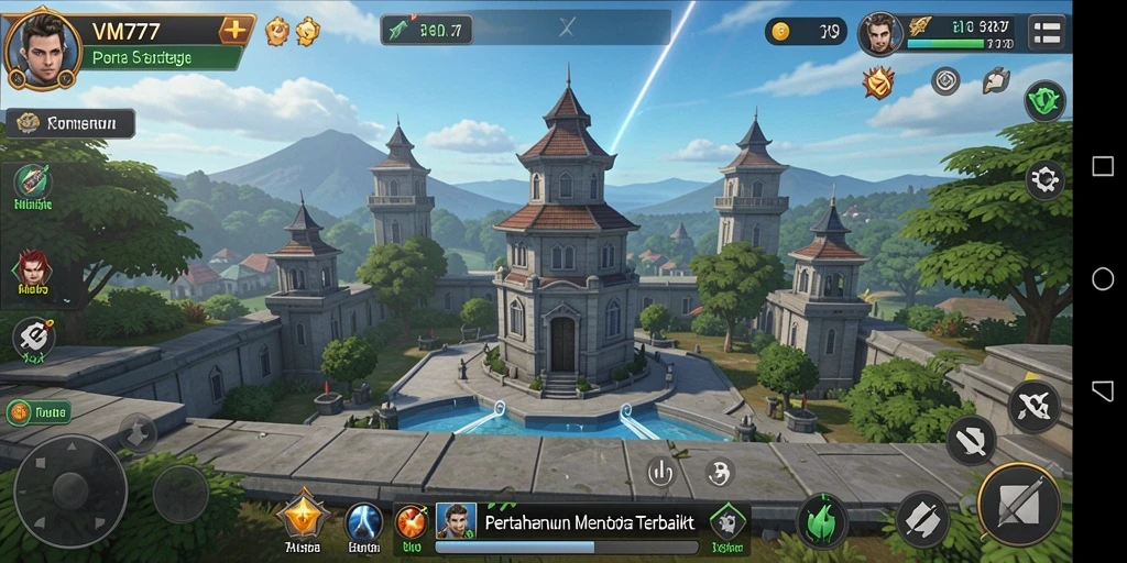 Tampilan gameplay yang mendebarkan dalam pertahanan menara.