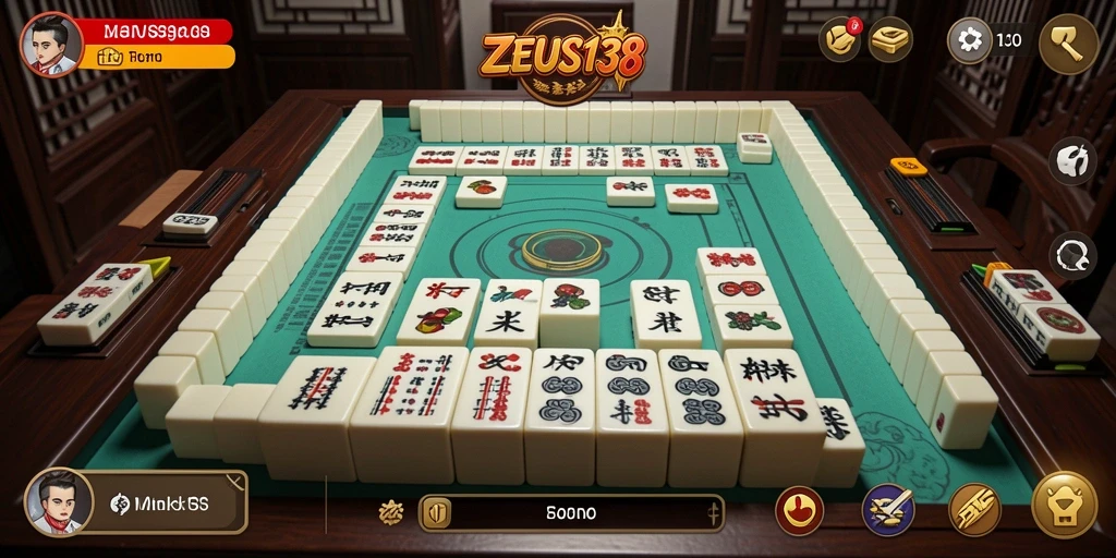 Screenshot gameplay ZEUS138 yang menarik dengan ubin Mahjong.